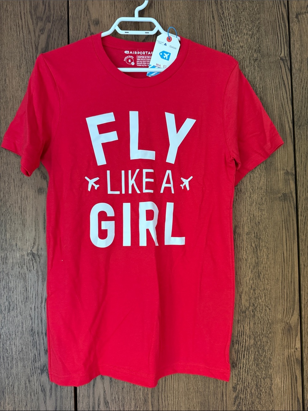 Red 'Fly Like a Girl' Short Sleeve Graphic Tee